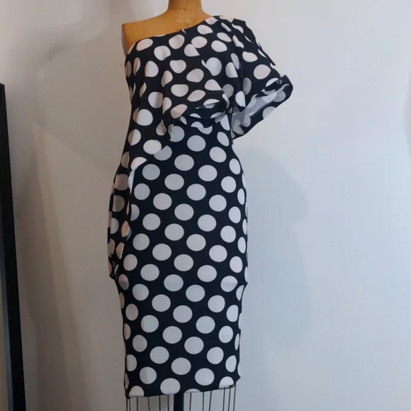 Dresses | Polka Dot Asymmetrical Dress Sz M Like New | Poshmark